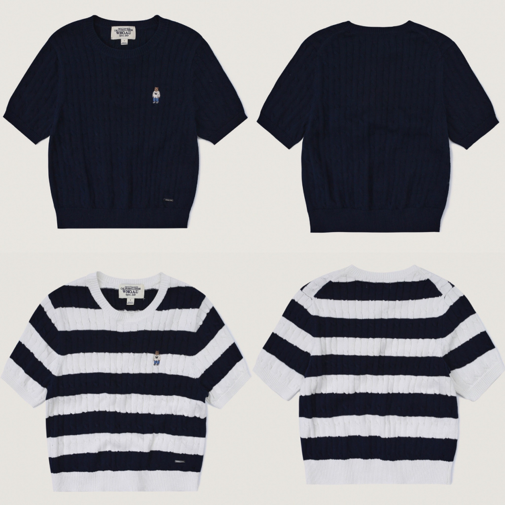 Áo len WHO.A.U Steve Cable Crop Short Sleeve Sweater