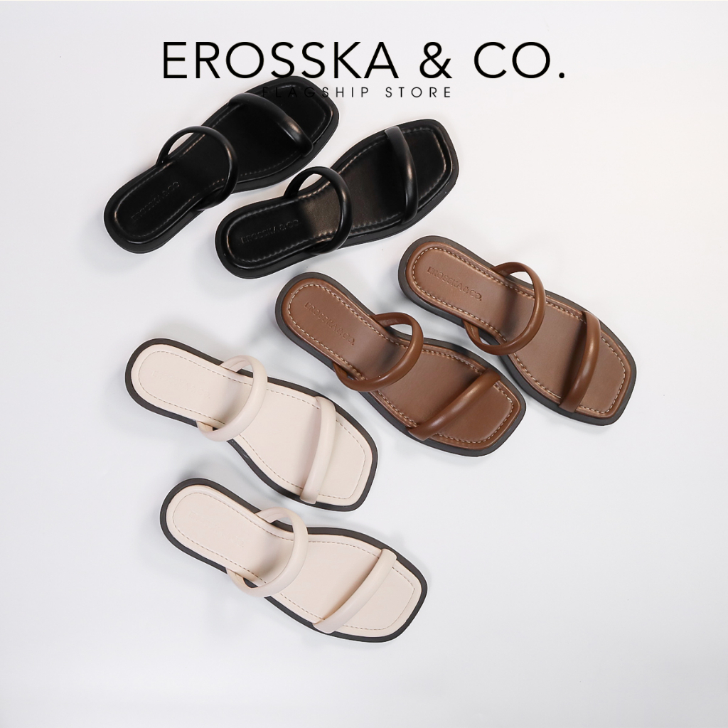 Erosska - Dép nữ thời trang hai quai ngang siêu êm màu nâu - EM106