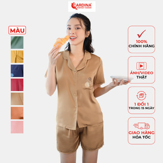 Đồ Bộ Nữ 𝐂𝐀𝐑𝐃𝐈𝐍𝐀 Pijama Chất Lụa Satin Nhật Cao Cấp Quần Đùi Áo Cộc Tay Viền Ren Nữ Tính 1Pi23