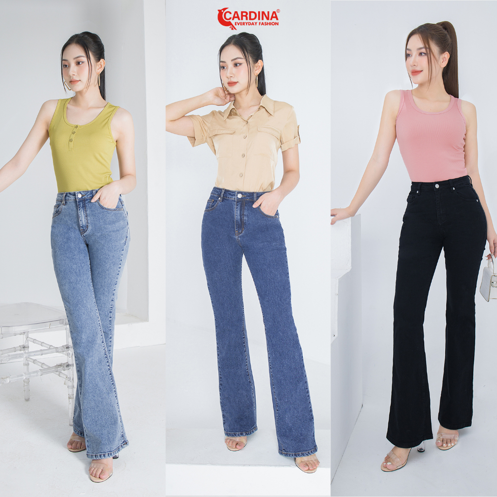 Quần Jeans Nữ 𝐂𝐀𝐑𝐃𝐈𝐍𝐀 Cao Cấp Dáng Cạp Cao Ống Vẩy Tôn Vóc Dáng Trẻ Trung 3QF21