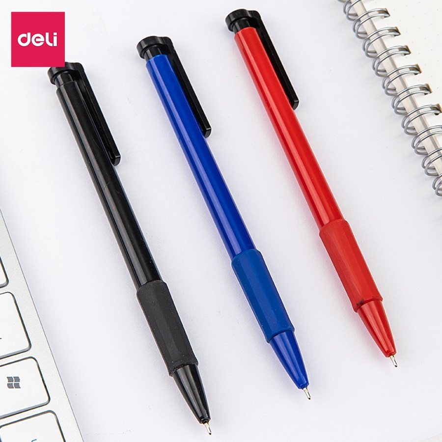 Bút gel bấm Deli 6546 ngòi 0.7mm / Bút Deli 6546 đầu bấm thiết kế chống trượt tiện dụng