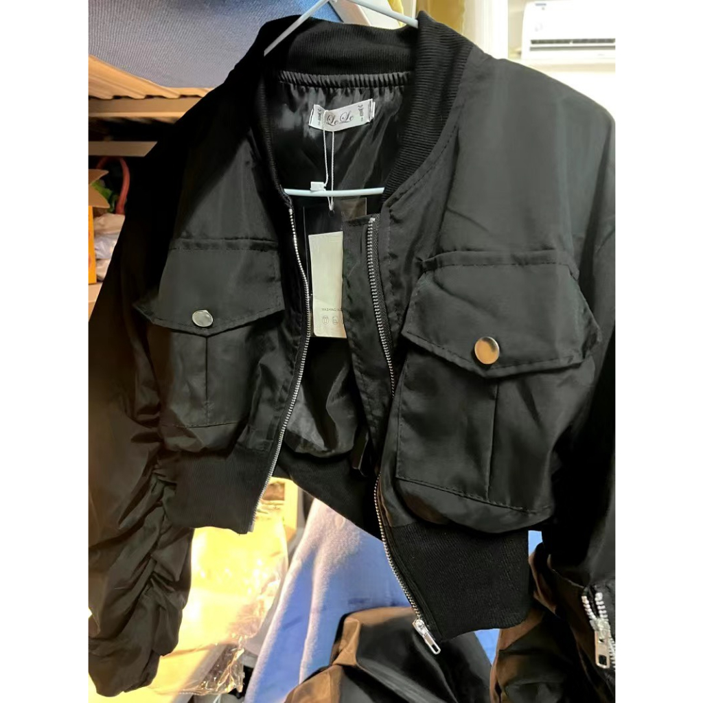 Set Áo Khoác Kaki Croptop Chân Váy Túi Hộp Dài Tay Phong Cách Ullzang Cá Tính