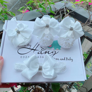 Set Giày Len công chúa cho bé yêu(sơ sinh) 3 món