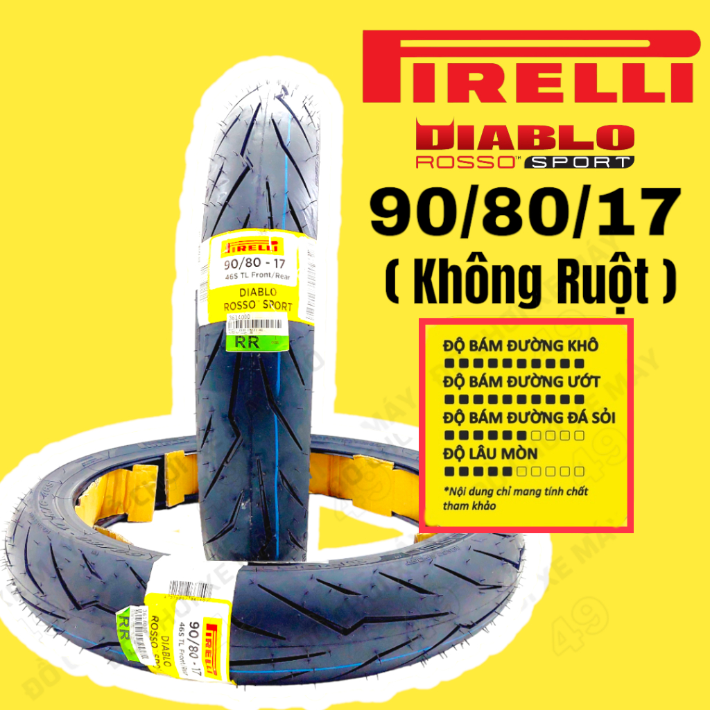 Vỏ Lốp Xe Máy Pirelli 90/80/17 Diablo Rosso Sport ( không ruột )