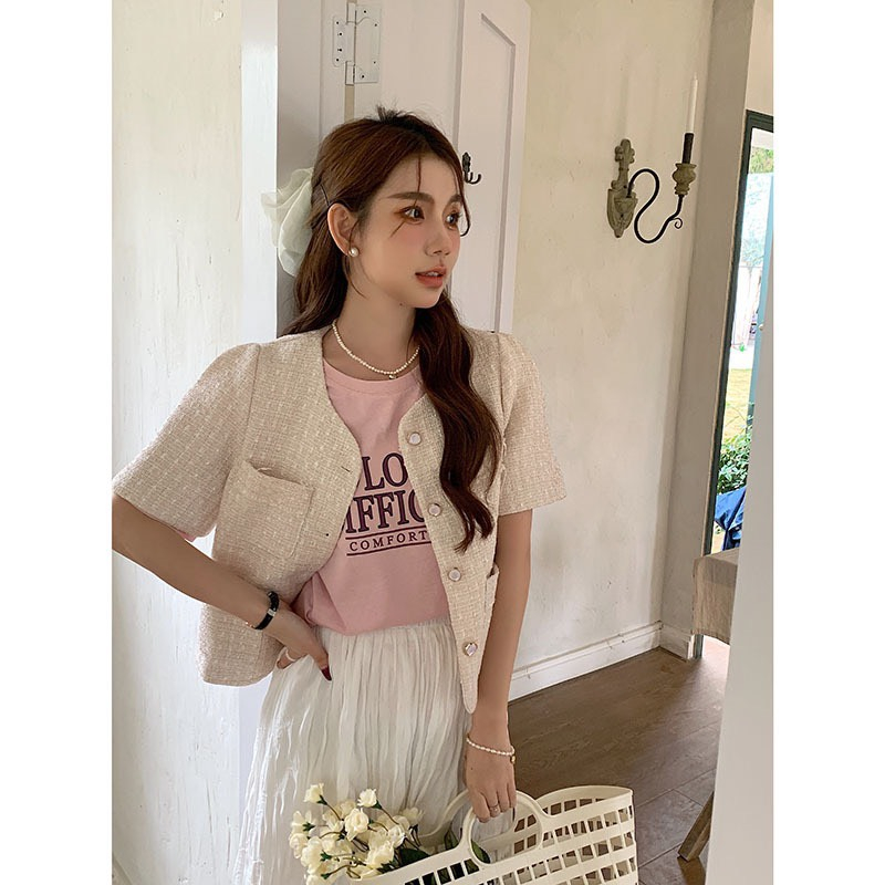 Áo dạ tweed ngắn tay cúc ngọc- 247store.vn - Aodatweed2971_P5K10