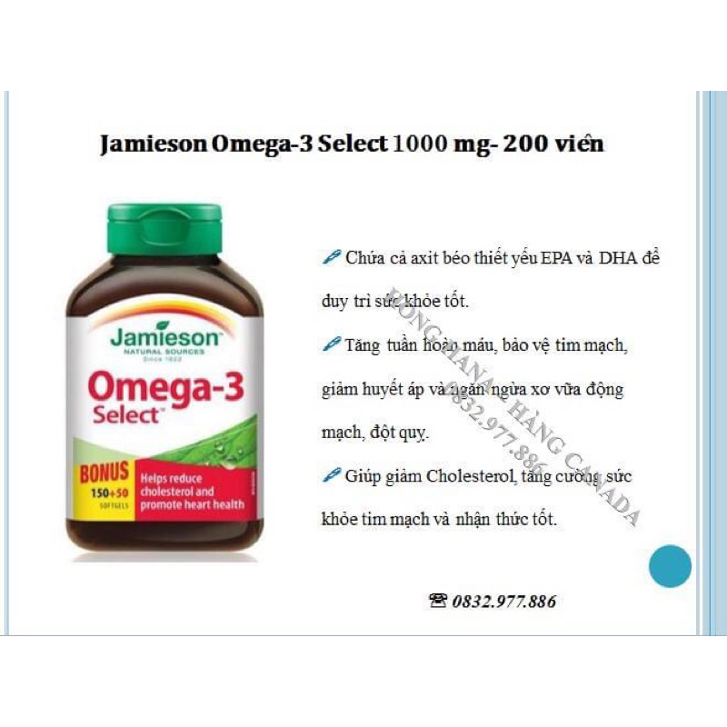 omega 3 select 1000mg-200 viên-jamieson