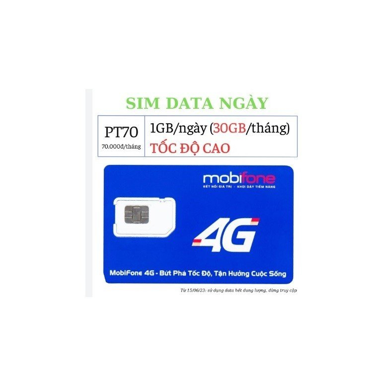 SIM 4G MOBIFONE Gói PT70 Chỉ 70k/tháng Sài Miễn Phí Vào Mạng