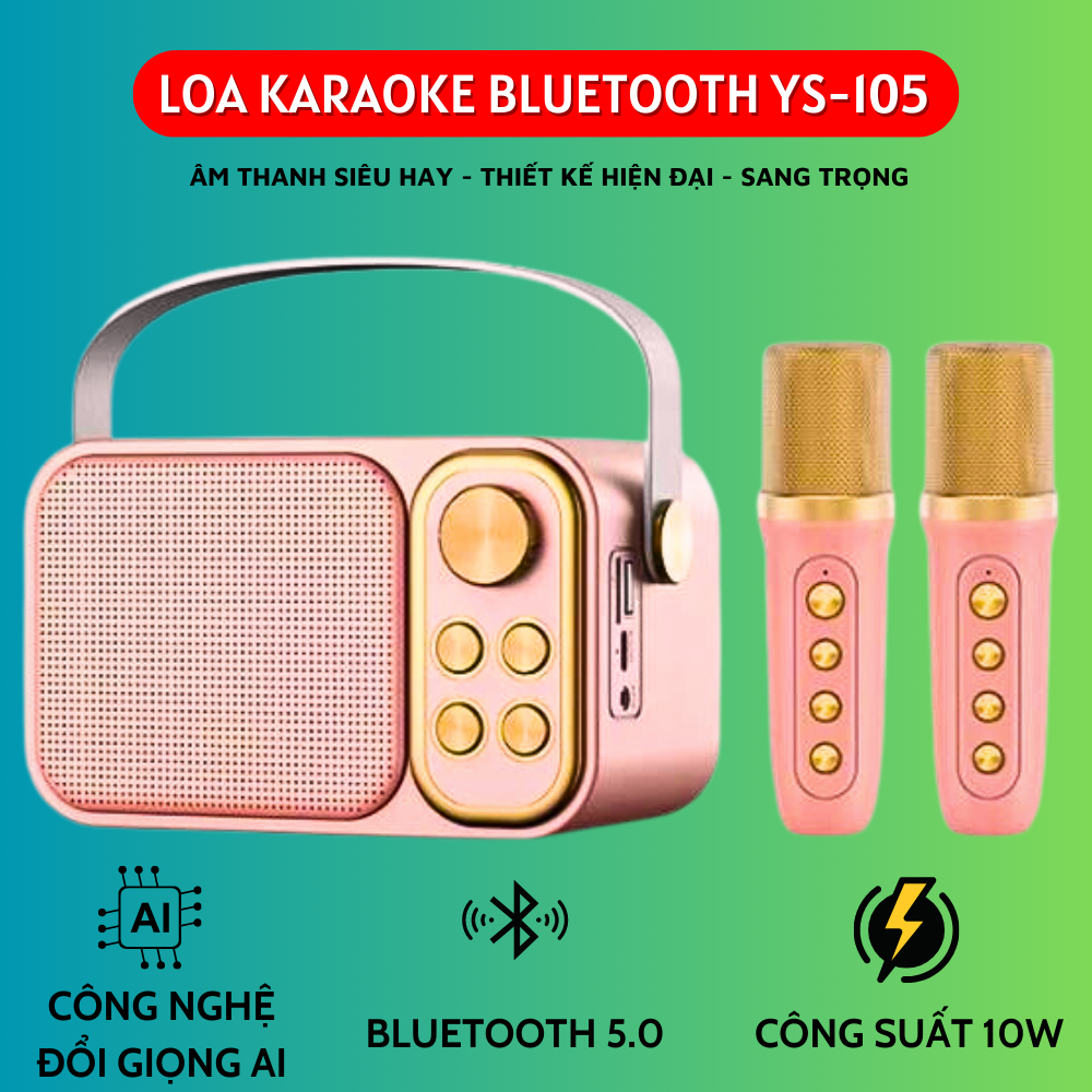 Loa Karaoke Bluetooth YS105 , YS103 - Loa Bluetooth Âm Thanh Siêu Hay, Micro Hút Giọng, Thoả Sức Làm Ca Sĩ Ngay Tại Nhà