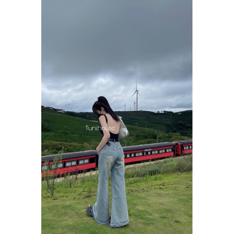 Bodysuit hở lưng dây mảnh jumsuit