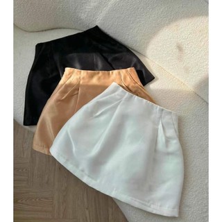 Chân váy tafta A form phồng túi chéo