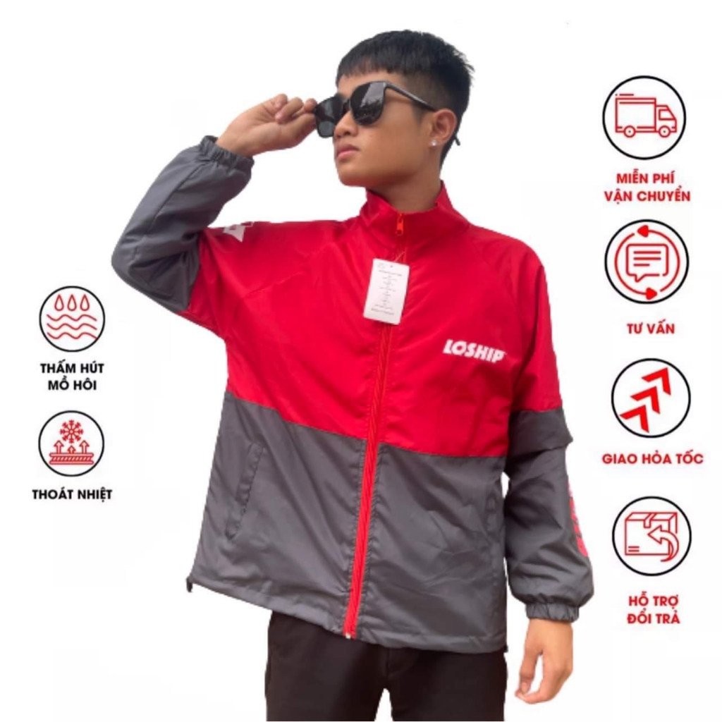 Áo Khoác Dù LoShip Hót Trend_Chất Dù 2 Lớp Dày Dặn Khóa Kéo Mượt Mà Phối Màu Cực Đẹp Mắt_AM