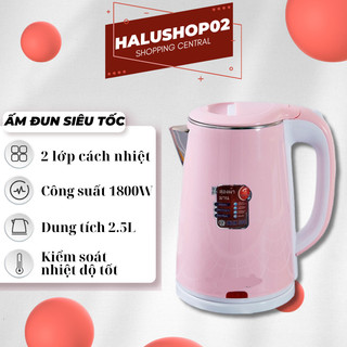 Ấm Siêu Tốc Thái Lan Cao Cấp [ HỖ TRỢ ĐỔI TRẢ ] Ấm Đun Siêu Tốc 2 Lớp Sôi Nhanh, An Toàn,Tiện Dụng, Giao Màu Ngẫu Nhiên