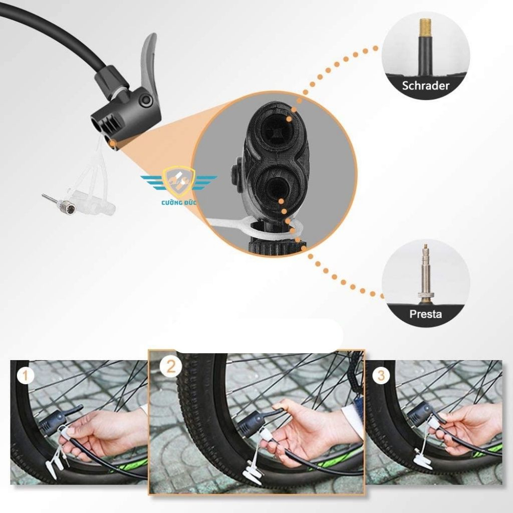 Bơm xe đạp xe máy KAPUSI có đồng hồ đo áp suất, Ống bơm xe đạp xe máy KAPUSI NHẬT BẢN