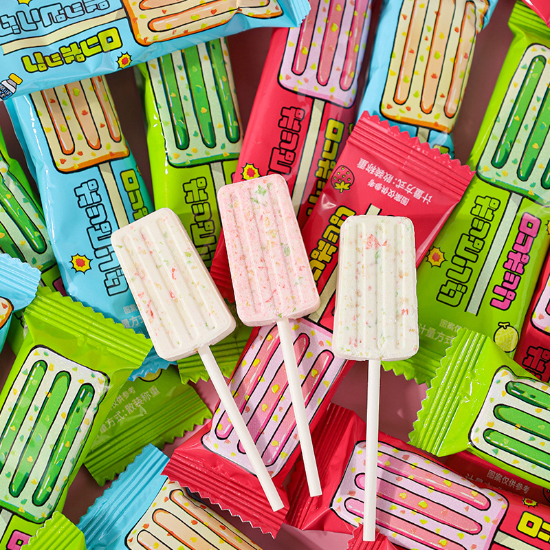 100g Kẹo mút trái cây hình cây kem/ kẹo mút nổ trái cây thơm ngon hương vị tuổi thơ hương vị siêu nghiền