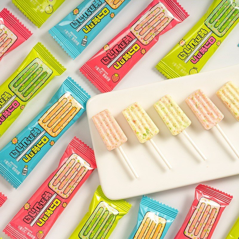 100g Kẹo mút trái cây hình cây kem/ kẹo mút nổ trái cây thơm ngon hương vị tuổi thơ hương vị siêu nghiền
