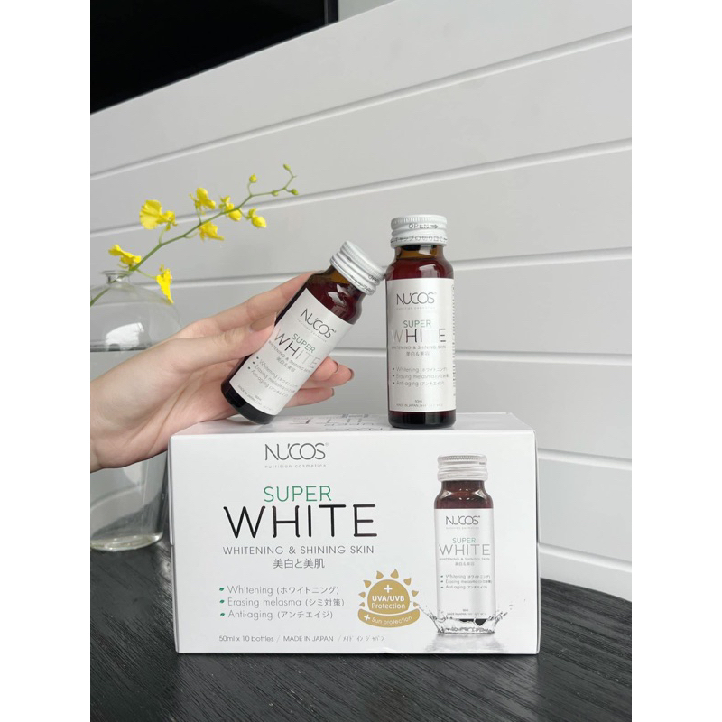 Nước collagen trắng da mờ thâm nám Nucos Super White 50ml x 10 chai