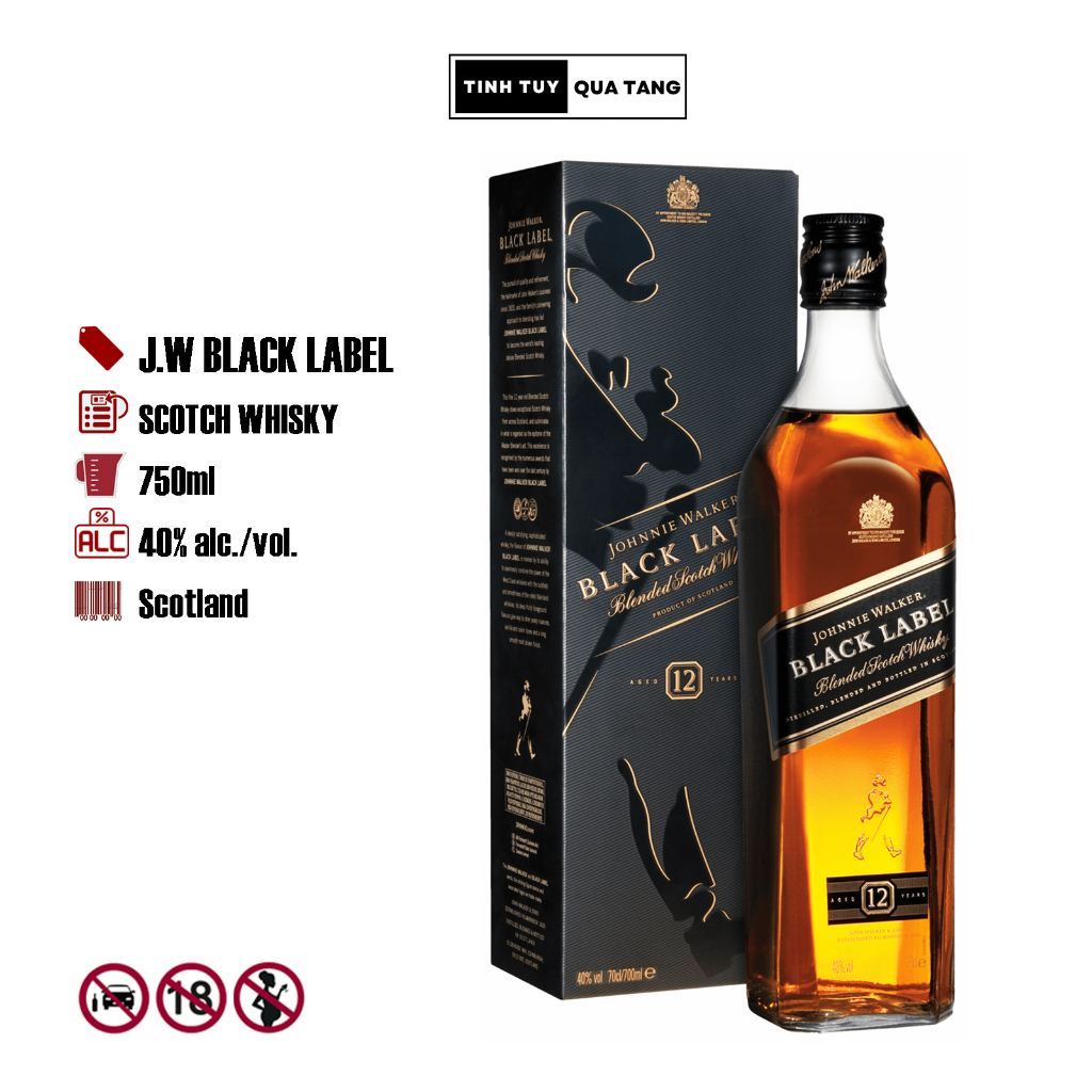 Rượu ngoại Scotch Whisky Johnnie Walker Black Label dung tích 750ml nồng độ cồn 40%