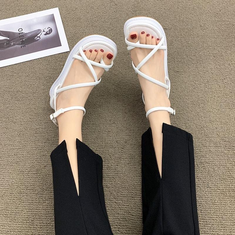Sandal nữ đế xuồng dây mảnh quai chéo khóa gài đế PU cao cấp Styfani