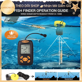 Công cụ tìm cá，Máy dò cá +phụ kiện Máy tìm cá Màn hình LCD cảm biến sonar cầm tay Độ sâu cho Hồ thuyền Kayak