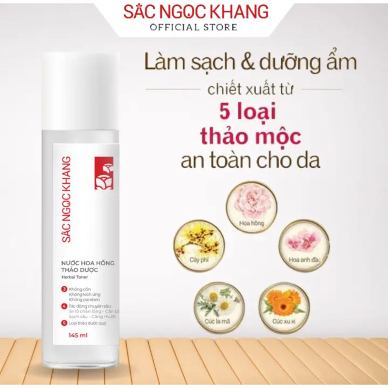 ✅Nước Hoa Hồng Sắc Ngọc Khang 145ml chiết suất từ 5 loại thảo dược thiên nhiên giúp làm cân bằng da,se khít lỗ chân lông