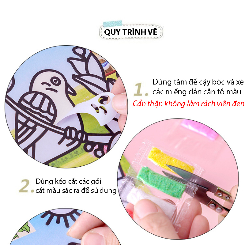 Tranh cát có sẵn cát cho bé tập tô mầu, mẫu mã đa dạng nhiều hình cho bé trai và bé gái thỏa sức sáng tạo