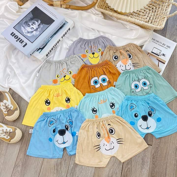 Combo 10 quần đùi Thun Lạnh mông thú cho bé từ 4-15kg.(0-2.5tuổi)