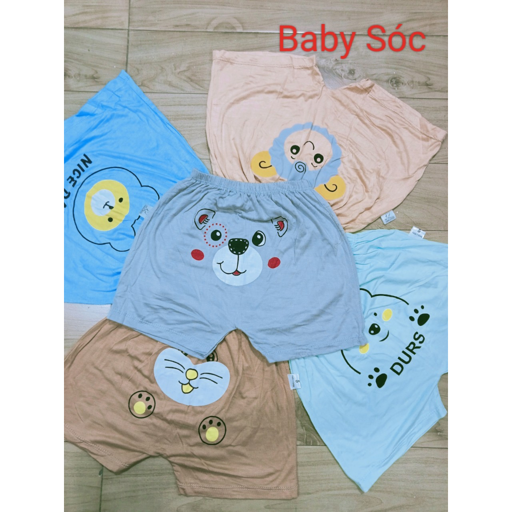 Combo 5 quần, 10 quần đùi Thun Lạnh mông thú cho bé từ 4-15kg.