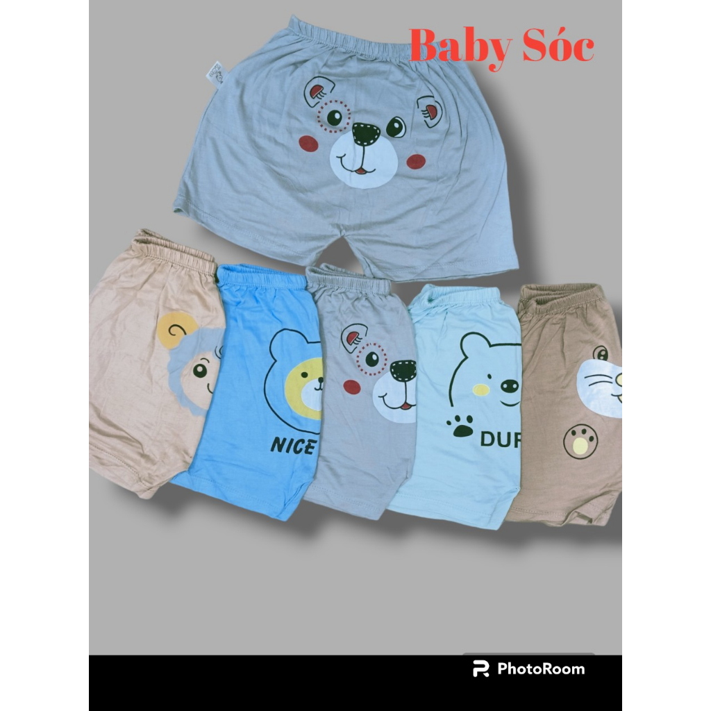 Combo 5 quần, 10 quần đùi Thun Lạnh mông thú cho bé từ 4-15kg.