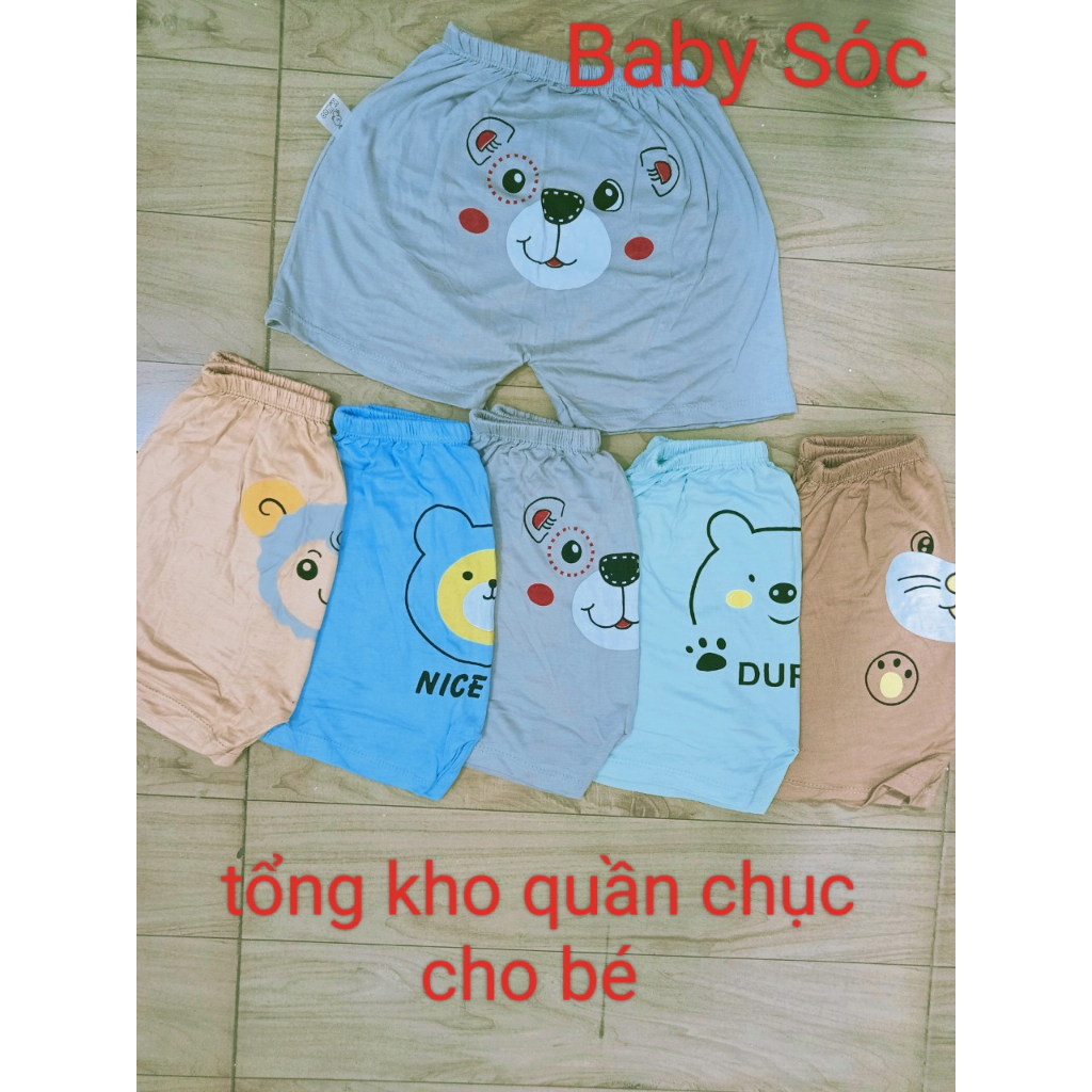 Combo 5 quần, 10 quần đùi Thun Lạnh mông thú cho bé từ 4-15kg.
