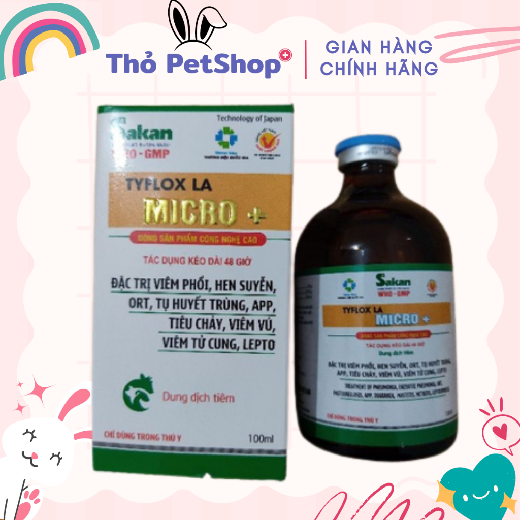 1 lọ TYFLOX LA MICRO 100ml Sakan dùng cho trâu bò lợn chó mèo