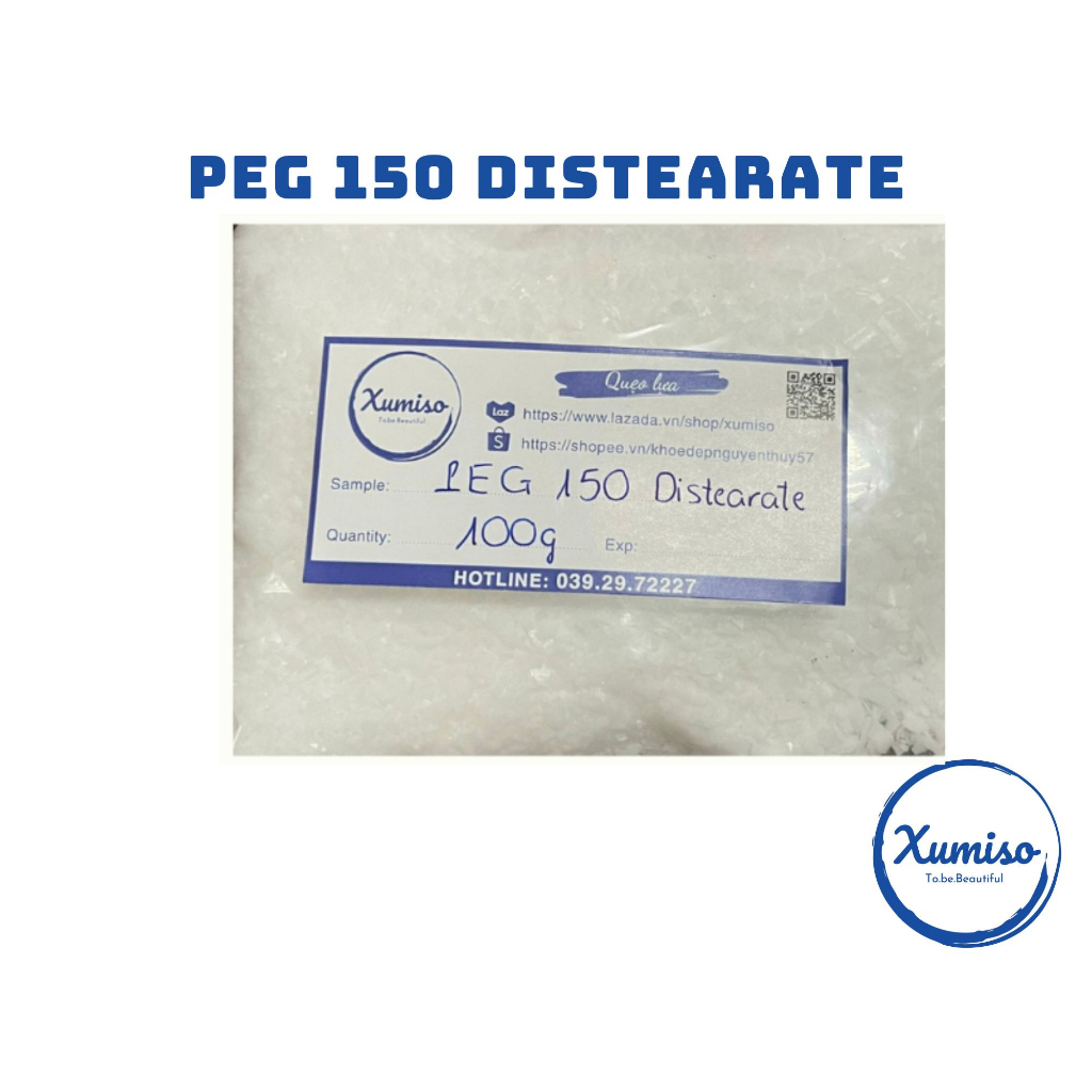 PEG 150 Disterate - sáp nhũ hóa dầu gội -Nguyên liệu mỹ phẩm - Xumiso - 100G