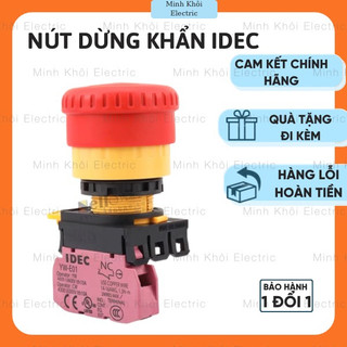 Nút dừng khẩn Idec YW1B phi 22mm,nút ấn dừng khẩn idec,nút nhấn dừng khẩn idec stop. nút stop tủ điện idec,nút dừng tủ