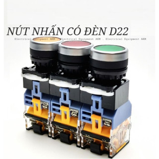 Nút nhấn có đèn tự giữ la38 phi 22 xanh 220v