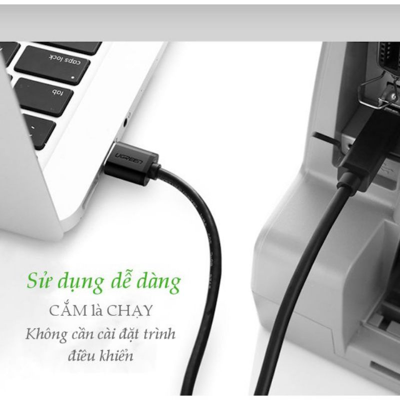 Dây cáp máy in USB 2.0 dài 1,5m đến 5m UGREEN 10845 US104 - Hàng Chính Hãng