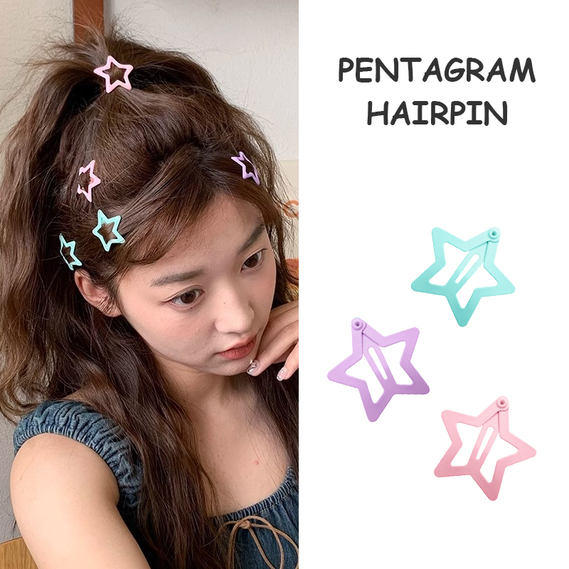 Miumiua🔮Kẹp Tóc Ngôi Sao Năm Cánh Nhiều Màu Sắc Dễ Thương Y2K Cho Nữ 2023