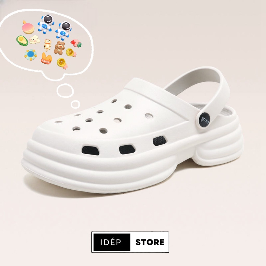 Dép sục CROSS sandal nữ để cao 4cm TẶNG bộ sticker 3d Phi Hành Gia kute EVA siêu nhẹ, Dép bánh mì nữ độn đế - SL062