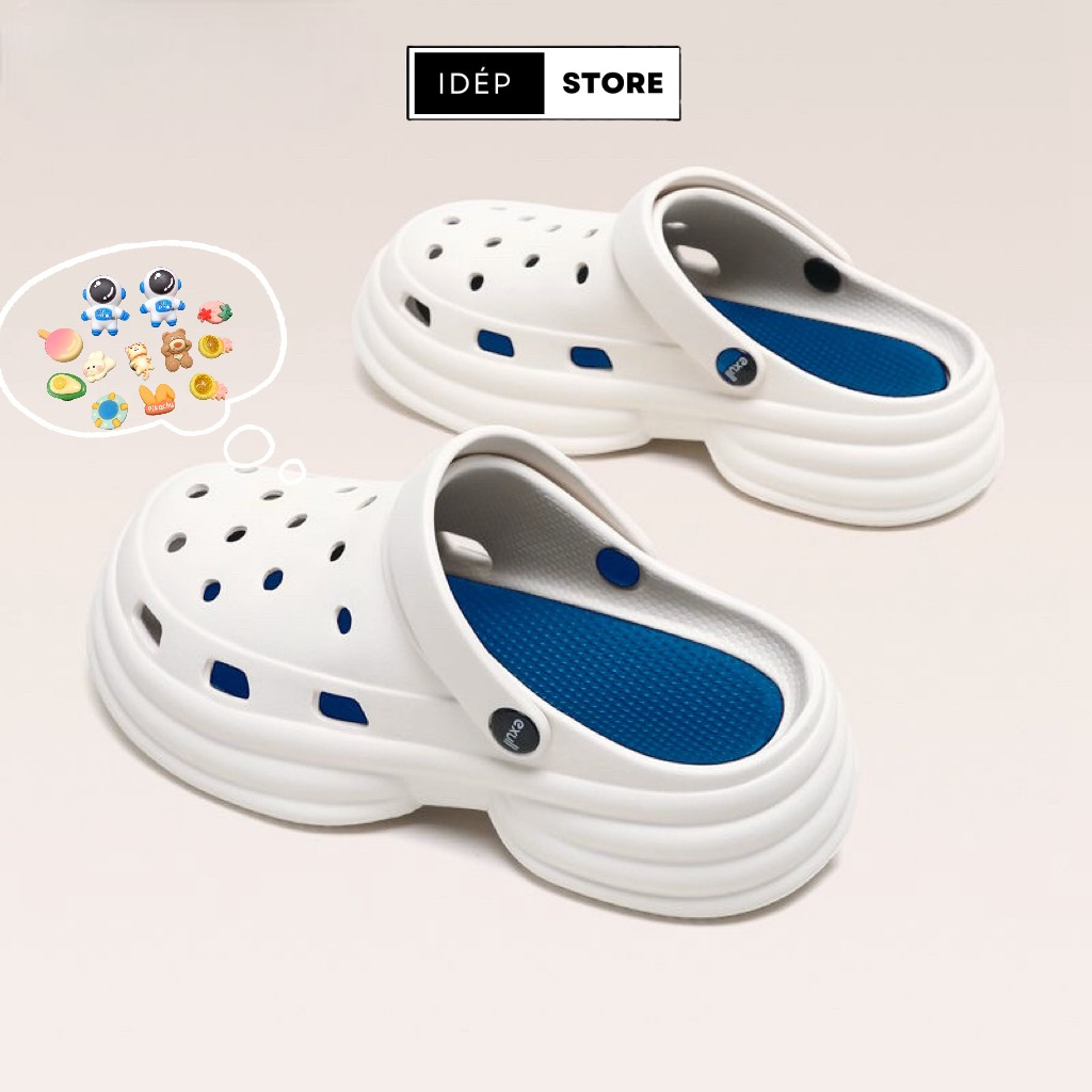 Dép sục CROSS sandal nữ để cao 4cm TẶNG bộ sticker 3d Phi Hành Gia kute EVA siêu nhẹ, Dép bánh mì nữ độn đế - SL062