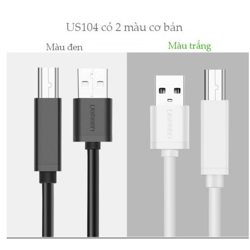 Dây cáp máy in USB 2.0 dài 1,5m đến 5m UGREEN 10845 US104 - Hàng Chính Hãng