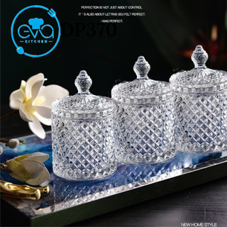 Set 4 thố mứt tết thuỷ tinh / thố mứt pha lê kim cương mini /thố bi crystal diamond jar mini tg1030-2.5