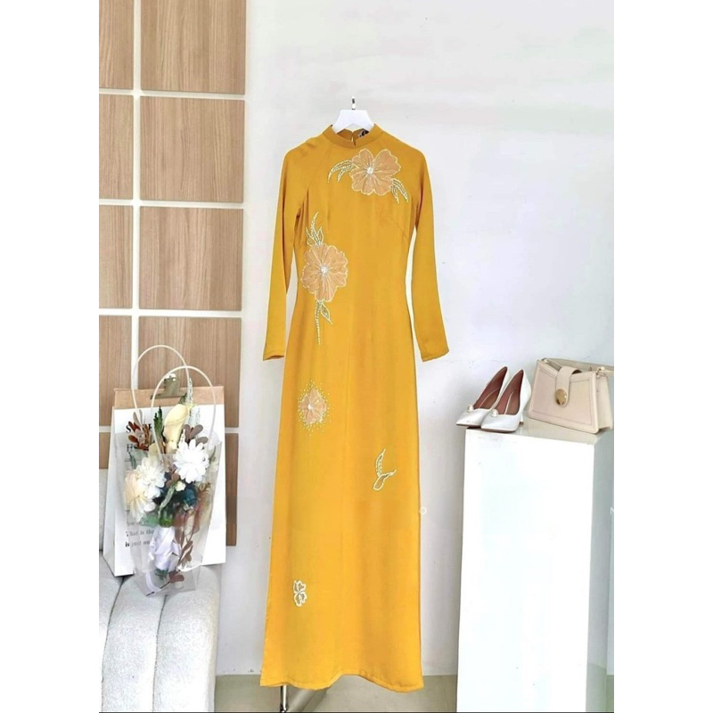 Áo dài cách tân đính hoa💥FREESHIP💥Áo dài chất lượng cao - T12
