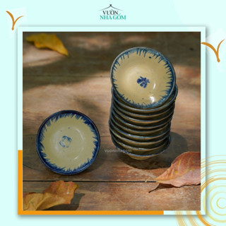 Chén bánh bèo có đinh chân, Set 10 cái, Chén nước chấm, Chén gốm nam bộ - Vườn Nhà Gốm