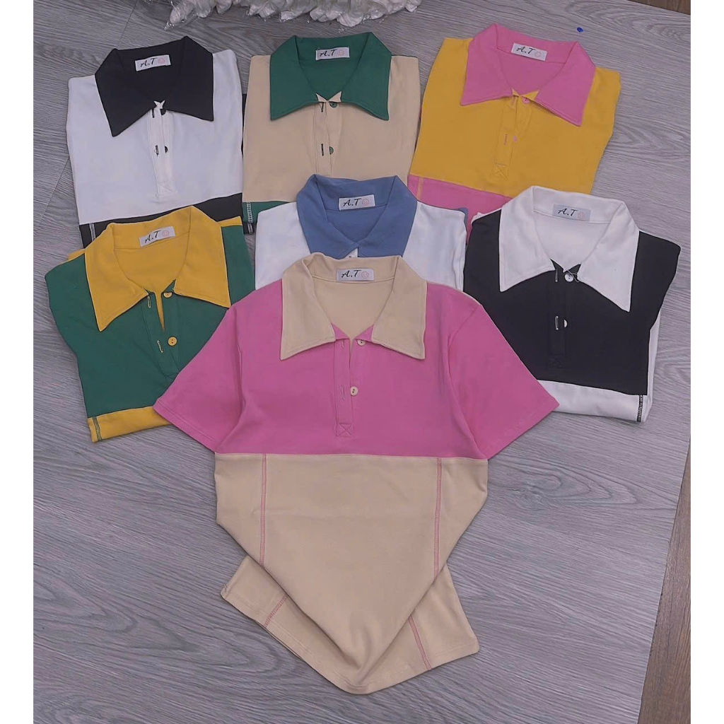 ÁO POLO NỮ CHẤT THUN DÀY DẶN, PHỐI MÀU CỰC XINH