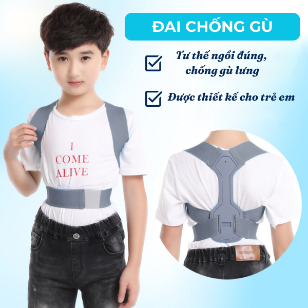 Đai chống gù lưng trẻ em học sinh ngồi học điều chỉnh tư thế cho bé MIAA Định Hình Cột Sống đầy đủ size