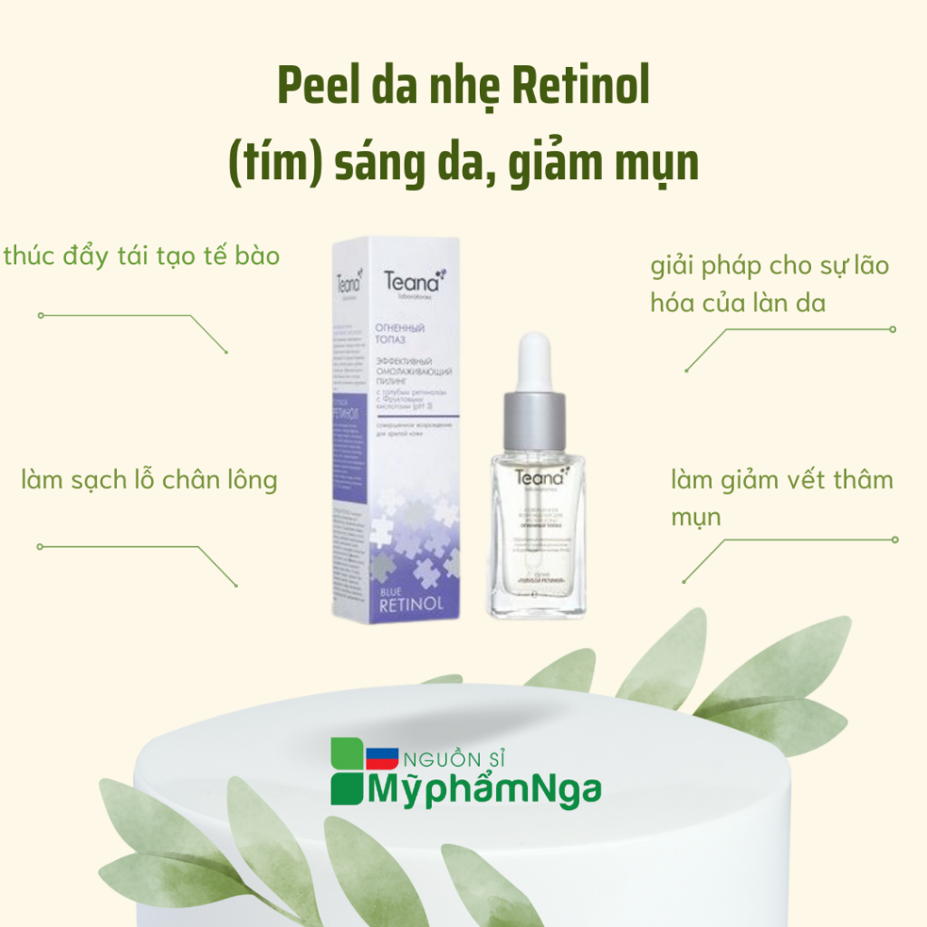 Peel da nhẹ Retinol (tím) sáng da, giảm mụn