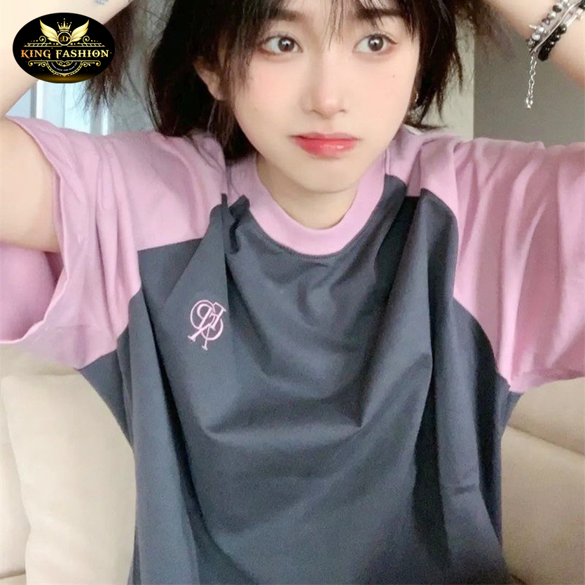 ÁO THUN BABY TEE Raglan thêu logo FPA nam nữ  đen tay hồng thể thao dễ phối đồ