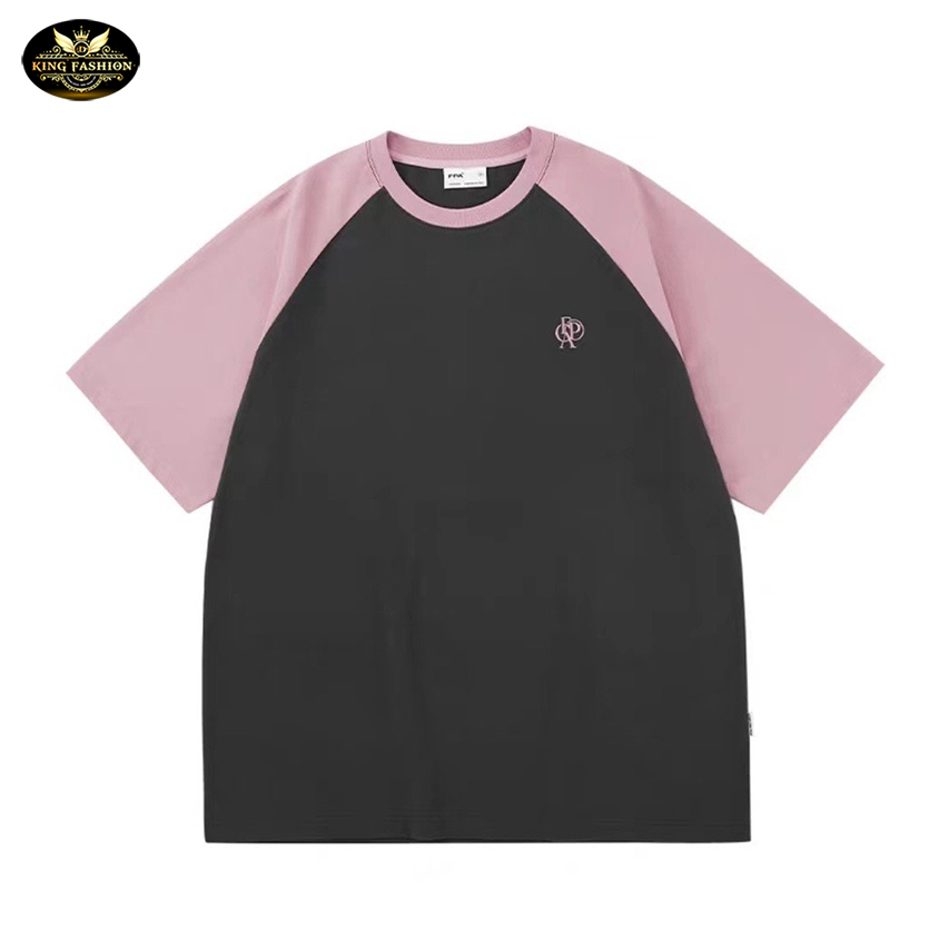 ÁO THUN BABY TEE Raglan thêu logo FPA nam nữ  đen tay hồng thể thao dễ phối đồ
