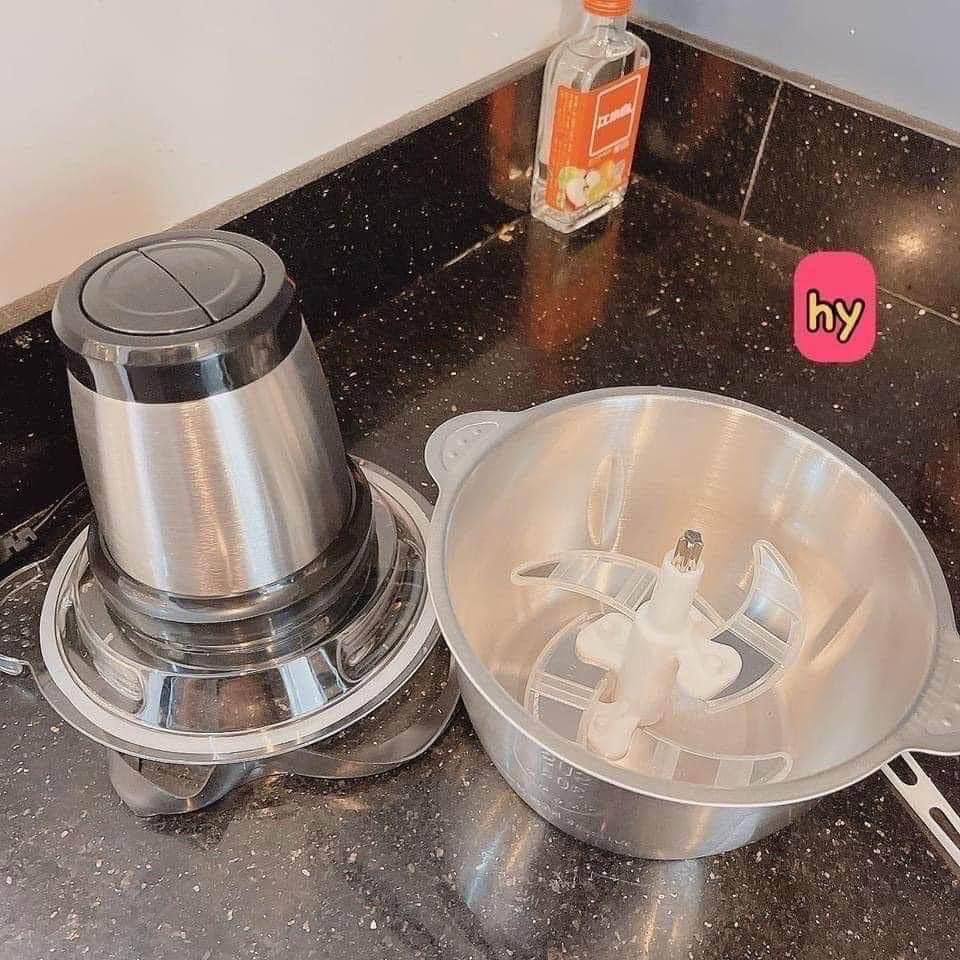 Máy xay thịt cối inox 2 lít dao 4 lưỡi cao cấp
