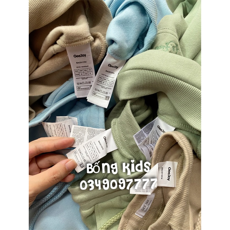 Bộ Nỉ Hoodie Bé Trai & Bé Gái Thêu Túi GÊ