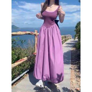 Đầm maxi tím lưng u [Hàng sẵn]