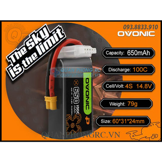 Ovonic 650mah 4s 100c 14.8v lipo battery xt30 plug
